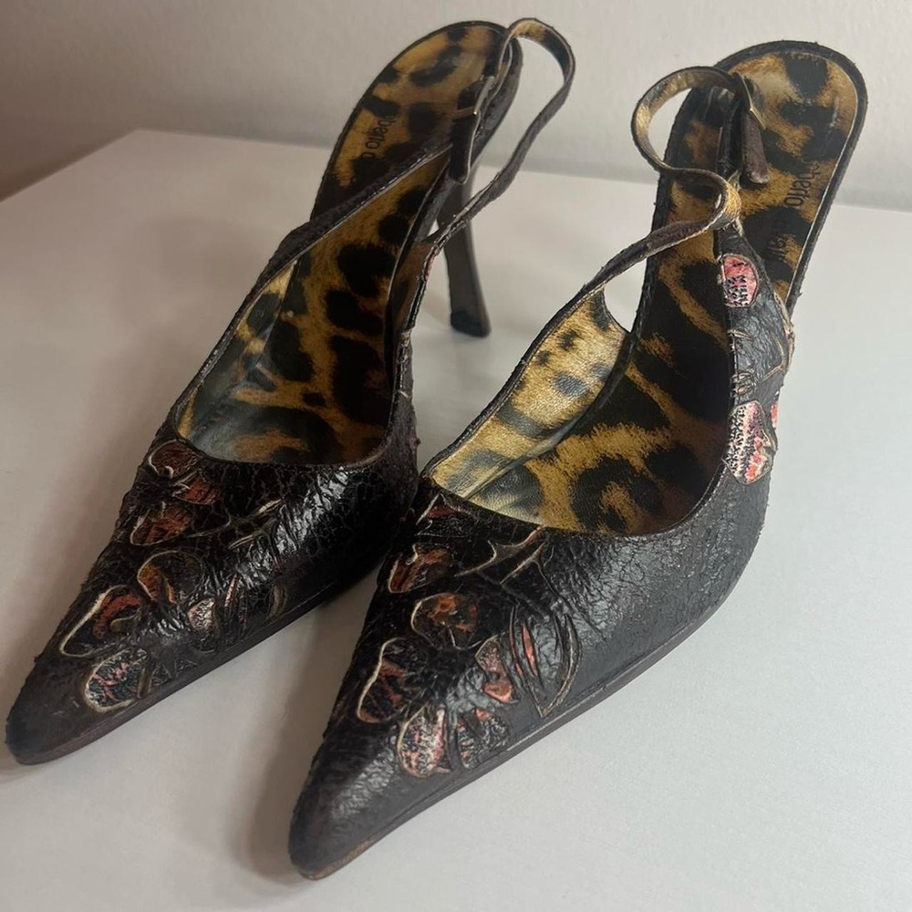 Roberto Cavalli Pointed Toe Slingback Heels